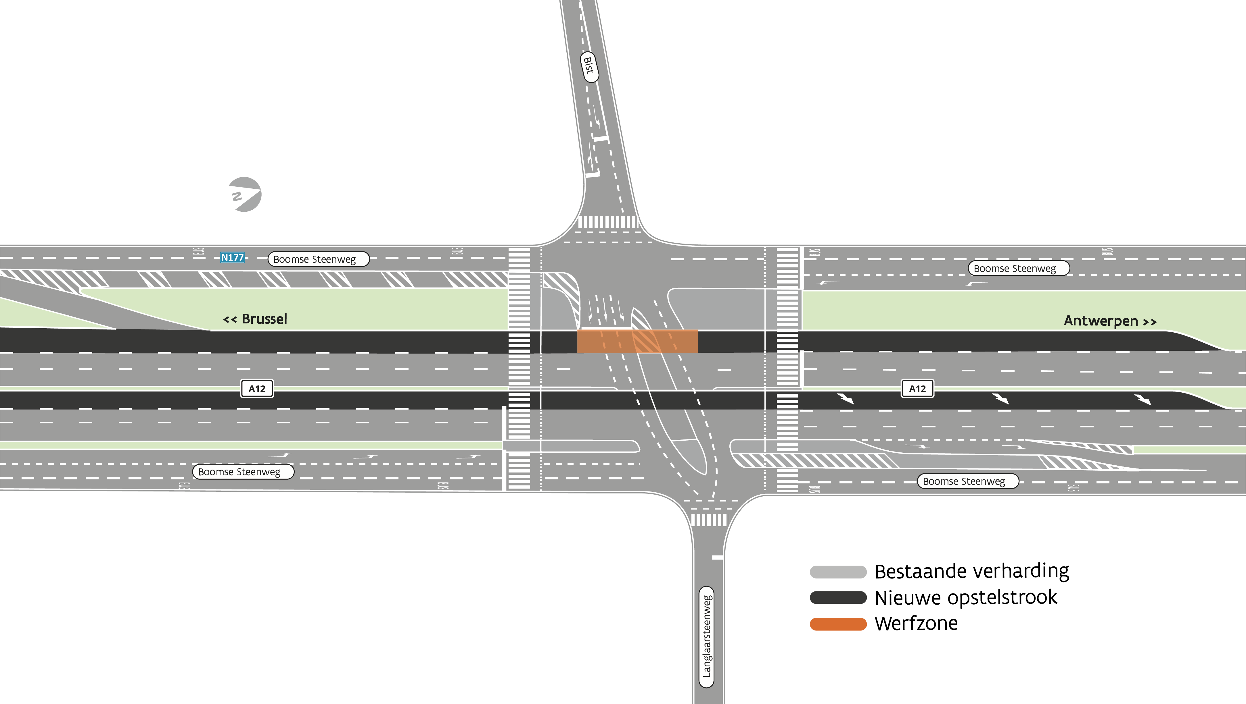 Week Herstellingswerken Aan Kruispunt A12 Met Bist/Langlaarsteenweg ...